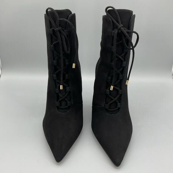 NEW Good American Women’s Scandal Lace Up High Heel Booties Black Size 7 - Picture 3 of 10